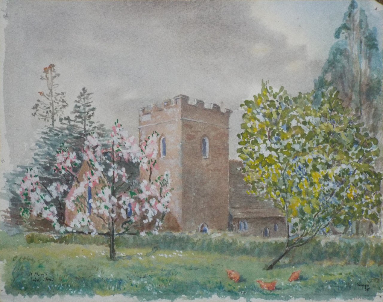 Watercolour - St. Mary's West Stour from Mrs Dowding's Orchard